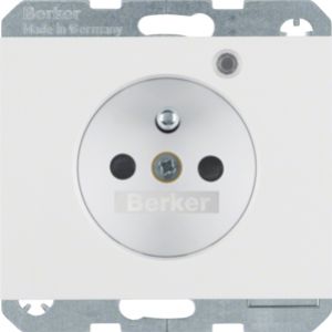 BERKER K.1 Gniazdo z uziemieniem i LED kontrolną z podwyższoną ochroną styków biały 6765097009 (6765097009)