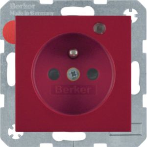 BERKER B.X/S.1 Gniazdo z uziemieniem i LED kontrolną z podwyższoną ochroną styków czerwony 6765098915 (6765098915)