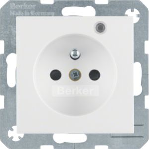 BERKER B.X/S.1 Gniazdo z uziemieniem i LED kontrolną z podwyższoną ochroną styków biały 6765098989 (6765098989)
