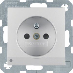 BERKER B.Kwadrat/B.7 Gniazdo z uziemieniem i podświetleniem orientacyjnym LED, aluminium mat, lakierowana 6765101404 (6765101404)