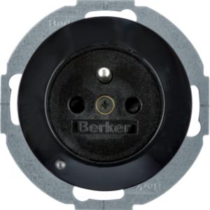BERKER R.1/R.3 Gniazdo z uziemieniem z podświetleniem orientacyjnym LED, czarny 6765102045 (6765102045)