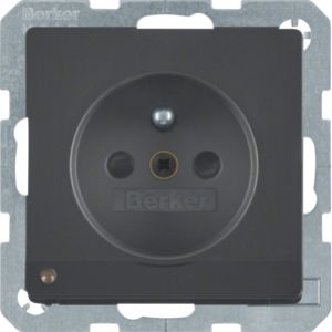 BERKER Q.x Gniazdo z uziemieniem i podświetleniem orientacyjnym LED, antracyt, aksamit lakierowana 6765106086 (6765106086)