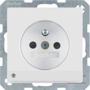 BERKER Q.x Gniazdo z uziemieniem i podświetleniem orientacyjnym LED, biały, aksamit 6765106089 (6765106089)
