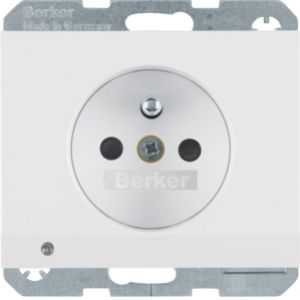BERKER K.1 Gniazdo z uziemieniem i podświetleniem orientacyjnym LED biały 6765107009 HAGER (6765107009)