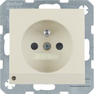 BERKER B.Kwadrat Gniazdo z uziemieniem i podświetleniem orientacyjnym LED, krem 6765108982 HAGER (6765108982)