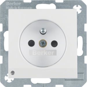 BERKER B.X Gniazdo z uziemieniem i podświetleniem orientacyjnym LED biały 6765108989 HAGER (6765108989)