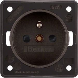 BERKER Integro Flow Gniazdo z uziemieniem z podwyższoną ochroną styków, brąz 961952501 HAGER (961952501)