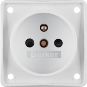 BERKER Integro Flow Gniazdo z uziemieniem z z podwyższoną ochroną styków biały 961952502 HAGER (961952502)