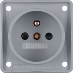 BERKER Integro Flow Gniazdo z uziemieniem z podwyższoną ochroną styków szary 961952506 HAGER (961952506)