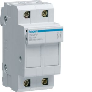 HAGER Modułowa podstawa bezpiecznikowa do systemów PV 2P 10x38mm 32A 1000VDC L502PV (L502PV)