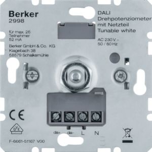 BERKER one.platform Potencjometr obrotowy DALI z wbudowanym zasilaniem Tunable White 2998 HAGER (2998)