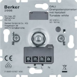 BERKER one.platform Potencjometr obrotowy DALI z wbudowanym zasilaniem, Tunable White 2998 HAGER (2998)