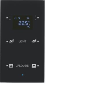 BERKER KNX TS Sensor dotykowy podwójny z regulatorem temperatury konfigurowalny szkło czarny 75642135 75642135 HAGER (75642135)