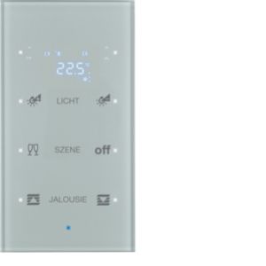 BERKER KNX TS Sensor dotykowy potrójny z regulatorem temperatury konfigurowalny szkło aluminium 75643134 HAGER (75643134)