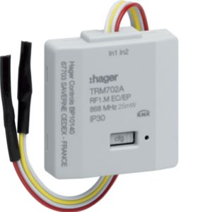 HAGER KNX q/e/s 2-kanałowe wejście przyciskowe, na baterie, jasnoszary TRM702A (TRM702A)