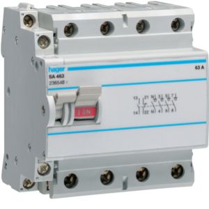 HAGER Modułowy rozłącznik izolacyjny z możliwością wyzwalania 4P 63A 400VAC, wyposażony w styk pomocniczy SA463 (SA463)