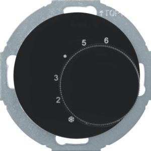 BERKER R.classic/1930/Glas Regulator temperatury pomieszczenia z stykiem zmiennym i elementem centralnym czarny 20262035 HAGER (20262035)