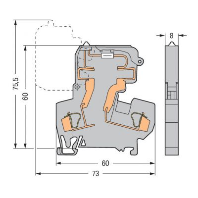 Złączka bezpiecznikowa 4mm2 szary 10A G 5x 20mm DIN 35mm 281-611/281-417 WAGO (281-611/281-417)