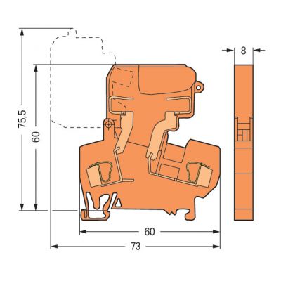 Złączka bezpiecznikowa 4mm2 10A G 5x 20mm bez sygnalizacji przepalenia wkładki pomarańczowa 281-616 WAGO (281-616)