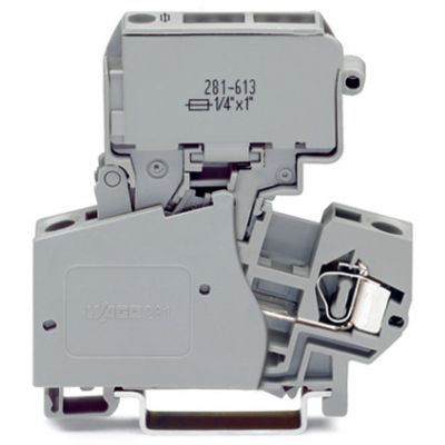 Złączka szynowa bezpiecznikowa 2-przewodowa 4mm2 szara 281-613 WAGO (281-613)