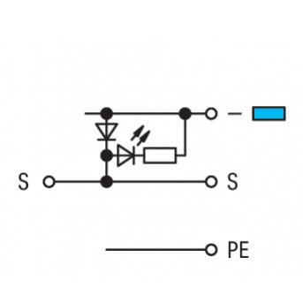 Złączka do elementów wykonawczych z PE, LED i diodą tłumiącą 24V DC 280-572/281-420 /50szt./ WAGO (280-572/281-420)