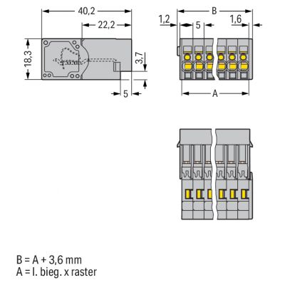 X-COM wtyk 3-biegunowy szary raster 5 mm (769-603)