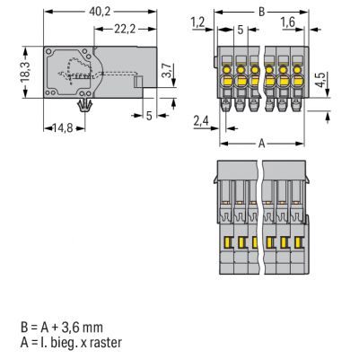 X-COM wtyk 2-biegunowy szary raster 5 mm (769-602/001-000)
