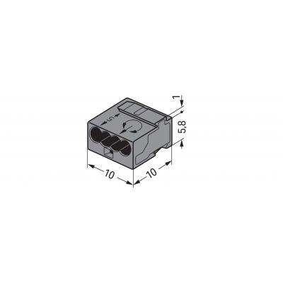 Złączka 4x 0,6-0,8mm2 czarna 243-204 /100szt./ WAGO (243-204)