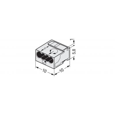 Szybkozłączka do puszek instalacyjnych MIKRO 4x 0,6-0,8mm2 jasnoszara 243-304 /100szt./ WAGO (243-304)