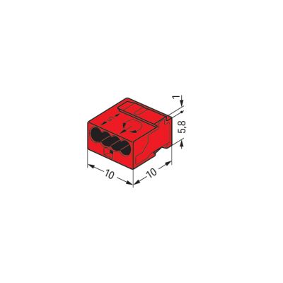 Złączka 4x 0,6-0,8mm2 czerwony 243-804 /100szt./ WAGO (243-804)