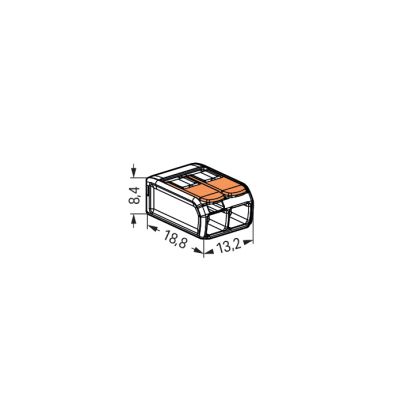 Szybkozłączka 2x0,2-4mm2 transparentna / pomarańczowa 221-412 /100szt./ WAGO (221-412)