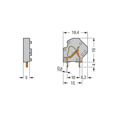 złączka do płytek drukowanych szara raster 5 mm (745-3801)