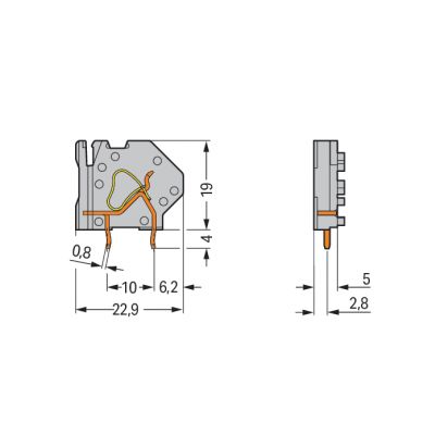 Złączka do plytek drukowanych szara raster 5mm 745-801 /50szt./ WAGO (745-801)