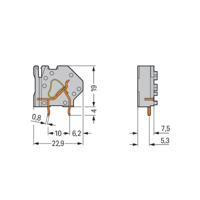 Złączka do plytek drukowanych szara raster 7,5mm 745-811 /50szt./ WAGO (745-811)