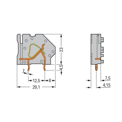 Złączka do płytek drukowanych szara raster 7,5mm 745-831 /50szt./ WAGO (745-831)