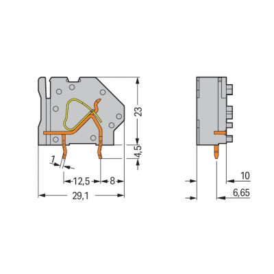 złączka do płytek drukowanych jasnoszara raster 10 mm (745-843)