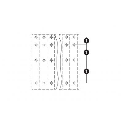 Listwa do płytek drukowanych 4-piętrowa 4x4 biegunowa szara raster 5mm 738-104 /36szt./ WAGO (738-104)