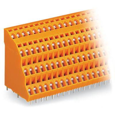 Listwa do płytek drukowanych 4-piętrowa 4x16 biegunowa pomarańczowa raster 5,08mm 738-416 /9szt./ WAGO (738-416)
