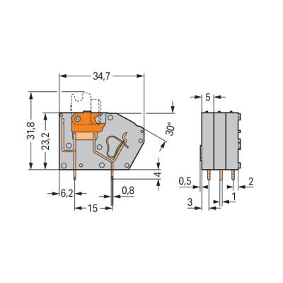 Złączka do płytek drukowanych rozłączalna szara raster 5mm 742-101 /96szt./ WAGO (742-101)