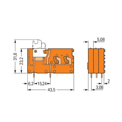 Złączka do płytek drukowanych rozłączalna pomarańczowa raster 5,08mm 742-156 /200szt./ WAGO (742-156)