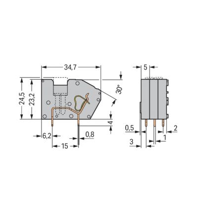 Złączka do płytek drukowanych szara raster 5mm 742-121 /300szt./ WAGO (742-121)