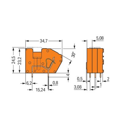 Złączka do płytek drukowanych pomarańczowa raster 5,08mm 742-126 /300szt./ WAGO (742-126)