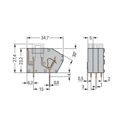 Złączka do płytek drukowanych bezpiecznikowa szara raster 5mm 742-111 /300szt./ WAGO (742-111)