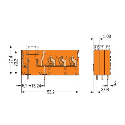 Złączka do płytek drukowanych bezpiecznikowa pomarańczowa 5,08mm 742-168 /100szt./ WAGO (742-168)
