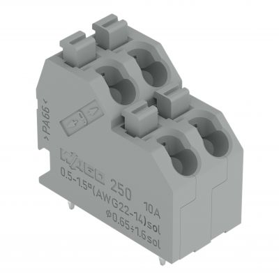 Dwupiętrowa listwa zaciskowa 2-biegunowa szara raster 5mm 250-702 /66szt./ WAGO (250-702)