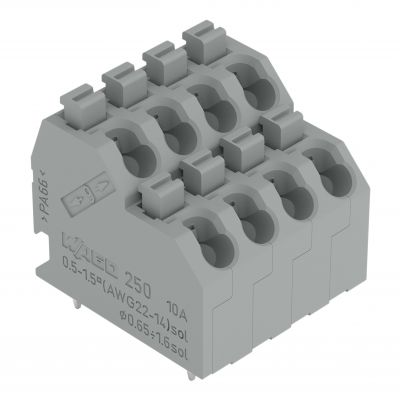 Dwupiętrowa listwa zaciskowa 4-biegunowa szara raster 5mm 250-704 /33szt./ WAGO (250-704)