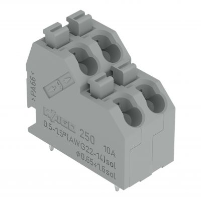 Dwupiętrowa listwa zaciskowa 4-biegunowa szara raster 5mm 250-704 /33szt./ WAGO (250-704)