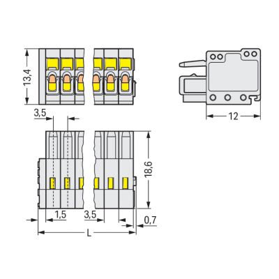 Gniazdo MCS-MINI Classic 3-biegunowe jasnoszare raster 3,5 mm 734-103 /200szt./ WAGO (734-103)