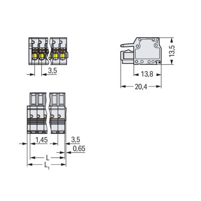 Gniazdo MCS-MINI 2-biegunowe jasnoszare raster 3,5mm 2734-102 /200szt./ WAGO (2734-102)