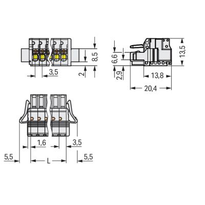 MCS-MINI gniazdo 2-bieg. jasnoszare raster 3,5 mm (2734-102/037-000)